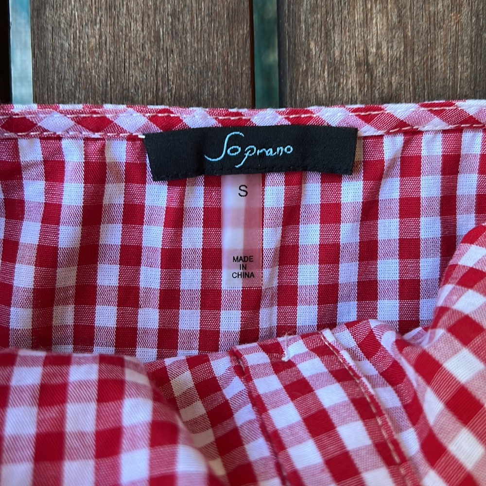 Soprano Gingham Adjustable Spaghetti Strap Button… - image 8